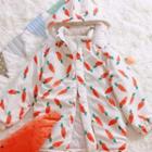 Carrot Print Hooded Padded Jacket Off-white - One Size