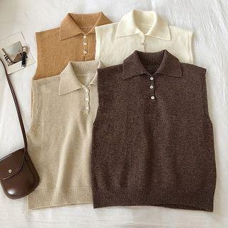 Sleeveless Polo Knit Top