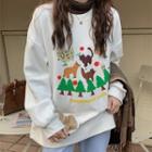 Round-neck Christmas Tree Print Long-sleeve Sweatshirt