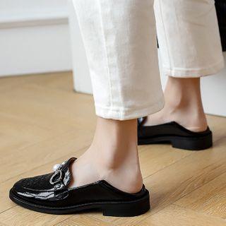 Faux Pearl Genuine Leather Loafers