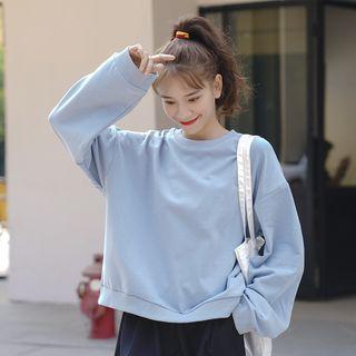 Plain Pullover Grayish Blue - One Size