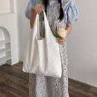 Embroidered Tote Bag Net - White - One Size