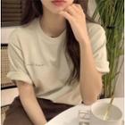 Short-sleeve Round Neck Lettering Embroidered T-shirt