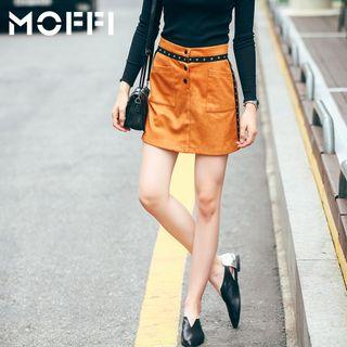 Buttoned Mini A-line Skirt