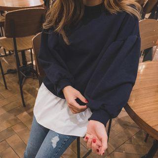 Frill-hem Layered Brushed-fleece Sweatshirt