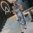 3/4-sleeve V-neck Printed Maxi Dress