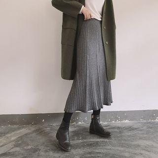 Knit Pleated Midi Skirt