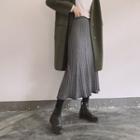 Knit Pleated Midi Skirt