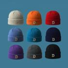 Letter D Embroidered Knit Beanie