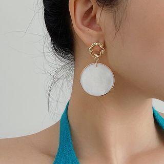 Plain Drop Earring 1 Pair - White & Gold - One Size