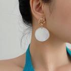 Plain Drop Earring 1 Pair - White & Gold - One Size