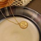 Snake Disc Pendant Necklace X2165 - Gold - One Size