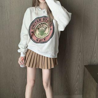 Graphic Print Sweatshirt Light Gray - One Size