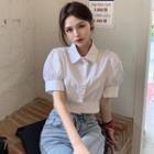Details Puff-sleeve Crop Shirt White - One Size