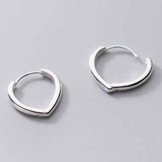 925 Sterling Silver V Shape Earring 1 Pair - Silver - One Size