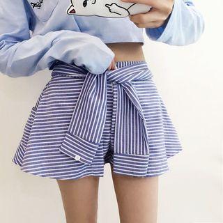 Mock Two Piece Striped Skort
