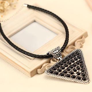 Faux Pearl Triangle Pendant Necklace 8881 - Copper & Black - One Size