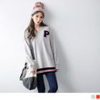 Applique Striped Hem Hoodie