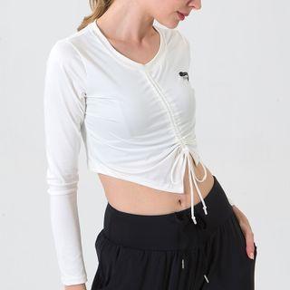 Long-sleeve Drawstring Sports Crop T-shirt