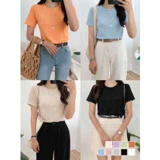 Pastel-color Textured T-shirt