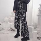 Zebra Print / Chinese Character Straight-fit Pants