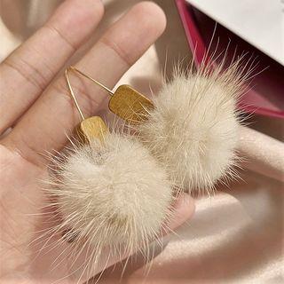 Pom Pom Drop Earring 1 Pair - Hoop Earring - One Size