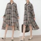Long-sleeve Plaid Dip-back Shirtdress