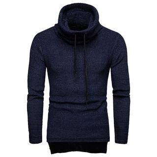 Mock Turtleneck Drawstring Sweater