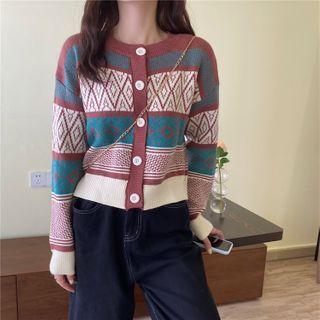 Printed Buttoned Knit Top