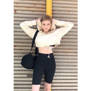 Kangaroo-pocket Crop Hoodie