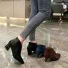 Chunky Heel Croc Grain Ankle Boots