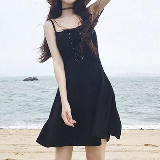 Spaghetti Strap Lace-up Sheath Dress