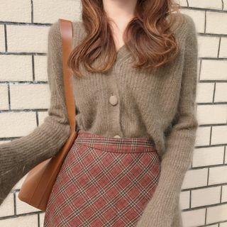 Bell-sleeve Cardigan Green - One Size