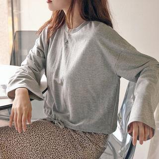 Drawcord-hem Cotton T-shirt