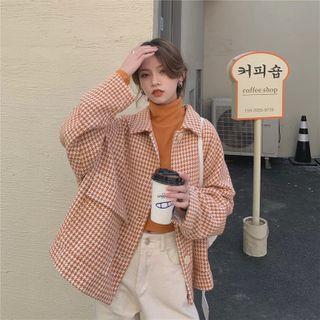 Houndstooth Zip Jacket Tangerine - One Size