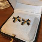 Bow Alloy Earring 1 Pair - Gold & Black - One Size