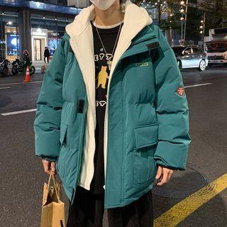 Mock Two Piece Patch Plain Padded Coat
