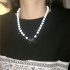 Reflective Bead Necklace White - One Size