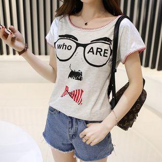 Short-sleeve Stitched Printed T-shirt