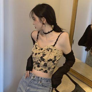 Floral Cropped Camisole Top / Shrug