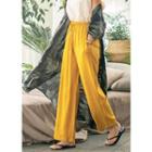 Plus Size Elasticized-band Wide-leg Pants