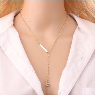 Alloy Rhinestone Pendant Y Necklace As Shown In Figure - One Size