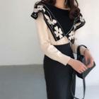 Color-block Floral Convestable Sweater