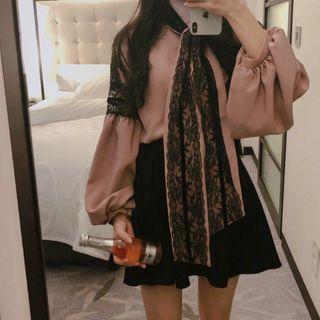 Lace Panel Blouse As Shown In Figure - One Size