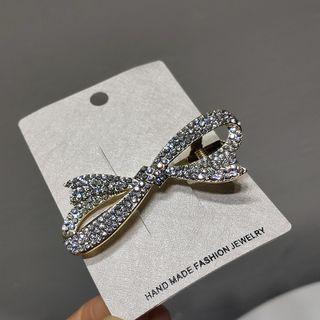 Bow Rhinestone Hair Clip Gold - One Size