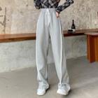 High-waist Drawstring Striped Shift Wide-leg Pants