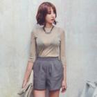 Mock-neck 3/4-sleeve Top
