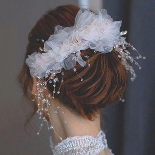 Wedding Faux Crystal Tulle Flower Headband