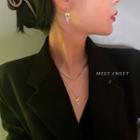 Rhinestone Pendant Layered Necklace / Dangle Earring