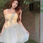 Plain Lace-up A-line Mini Dress